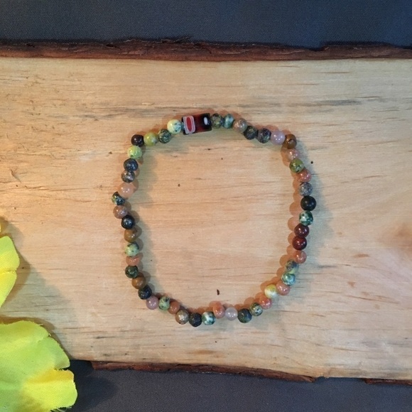 ❇️💚 multi stone semiprecious mini bracelet - Picture 1 of 4